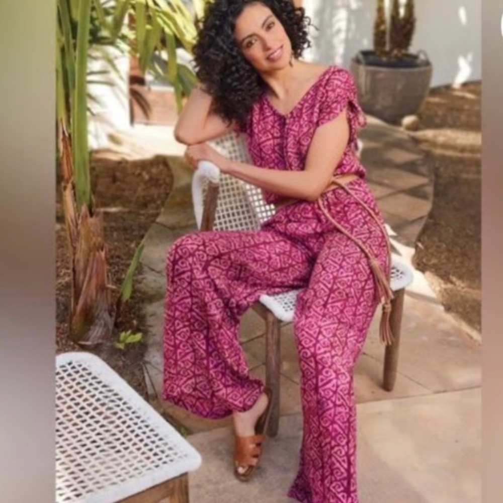 Soft Surroundings Size XL Poppy Jumpsuit Rosella Fuchsia